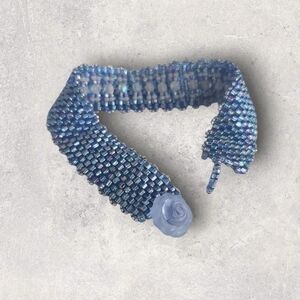 Chic Blue Denim Bracelet with Woven Texture